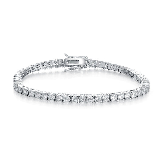 925 silver zircon tennis bracelet displayed on a white background, emphasizing its luxurious design and high-quality materials.