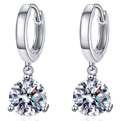  Front view of the 925 silver 1 carat moissanite pendant earrings, showcasing their exquisite shining and classic design.