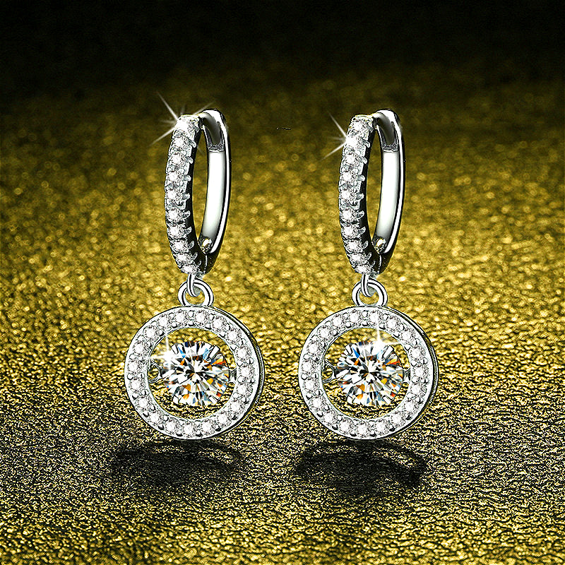  Front view of the 925 Silver Moissanite Earrings Pendant, showcasing its luxurious design and perfectly cut moissanite stones that exude elegance.
