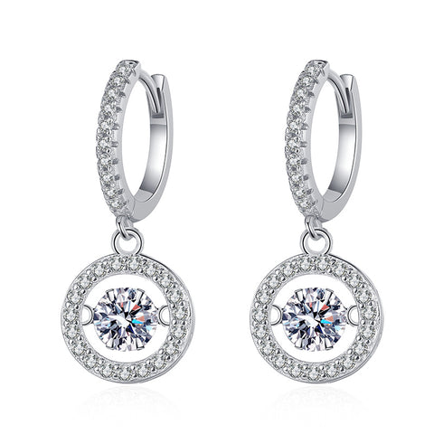  The 925 Silver Moissanite Earrings Pendant displayed on a white background, clearly showcasing its luxurious design and sparkling details.