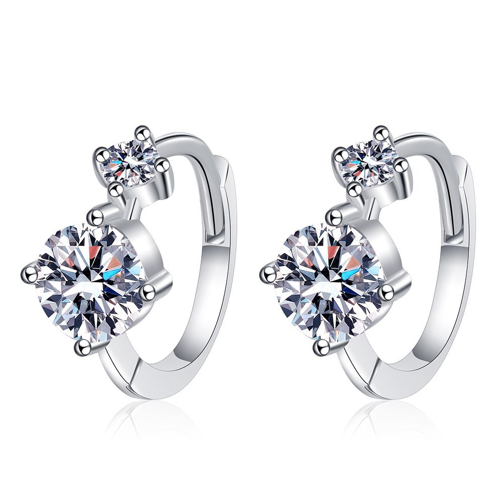 925 silver plated Pt950 moissanite earrings on a white background, providing a clear view of their design and sparkle.