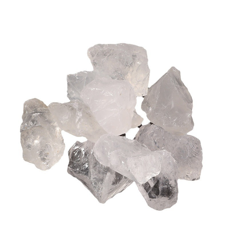  Natural rough white crystal displayed on a blackboard background, emphasizing its radiant glow and aesthetic appeal for decor and meditation.