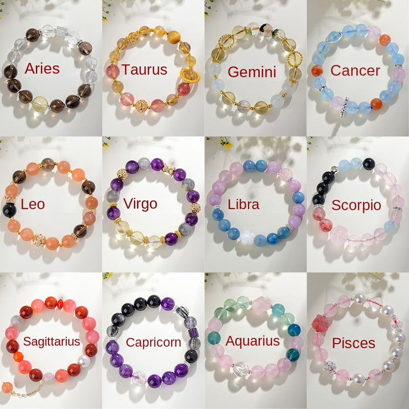 Twelve Constellation Natural Crystal Bracelet - Constellation Exclusive Energy Stone Matching