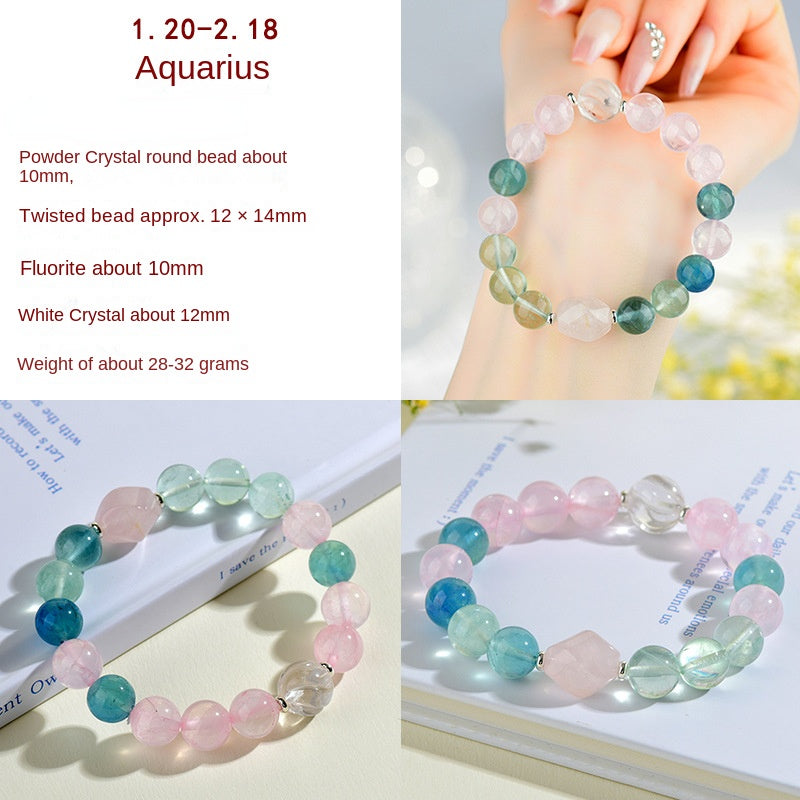  Aquarius Natural Crystal Bracelet, showcasing innovative stones that promote originality and humanitarianism.