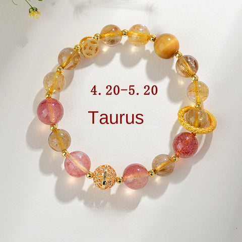 Twelve Constellation Natural Crystal Bracelet - Constellation Exclusive Energy Stone Matching