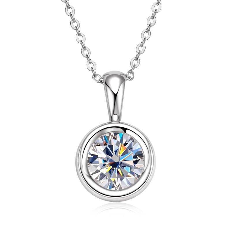 925 silver 18k gold 2 carat moissanite necklace displayed on a white background, showcasing its stunning design and versatility