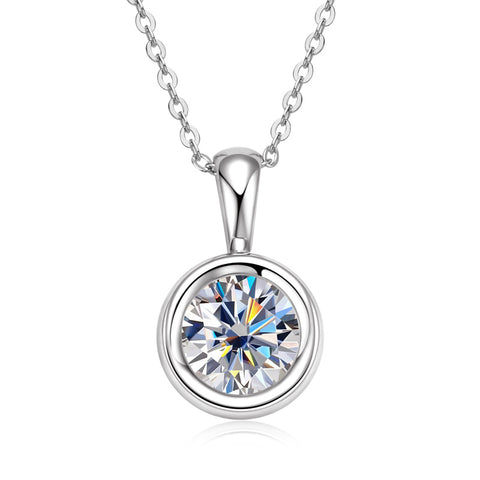 925 silver 18k gold 2 carat moissanite necklace displayed on a white background, showcasing its stunning design and versatility