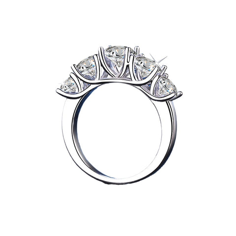 Side view of 925 silver 3.6-carat moissanite ring, highlighting the intricate band design and the luxurious setting