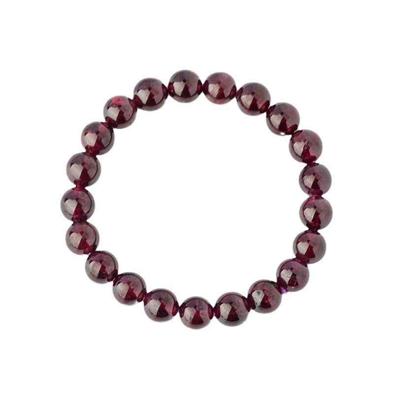  Natural garnet bead bracelet displayed on a white background, providing a clear view of its design and color for product showcasing.