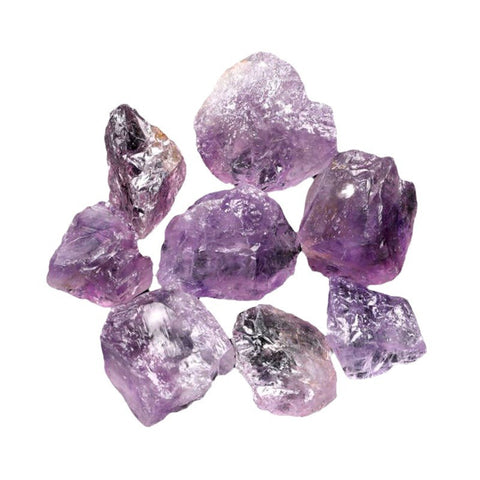  Natural Lilac Rough Stone displayed on a white background, emphasizing its vibrant lilac hue and natural beauty, ideal for showcasing its spiritual significance.
