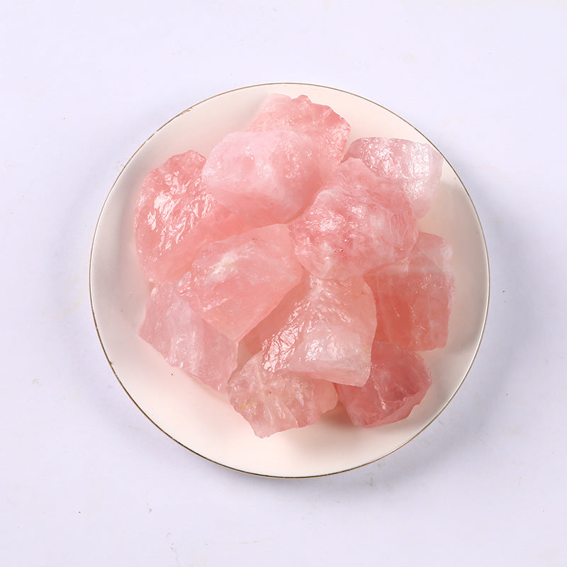  Natural powder rough stone energy crystals displayed on a white background, allowing for a clear view of their unique characteristics and colors.
