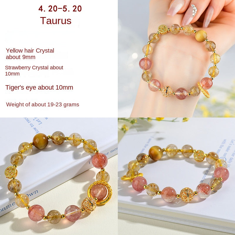  Taurus Natural Crystal Bracelet, crafted with grounding stones that promote stability and sensuality.